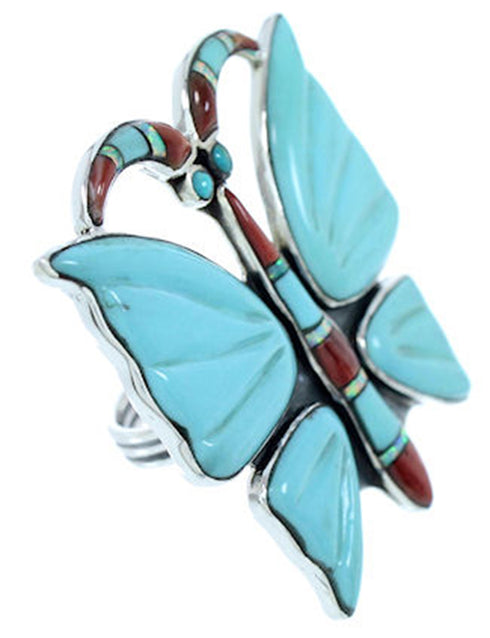 Southwest Large Statement Butterfly Multicolor Ring Size 7-3/4 YS72703